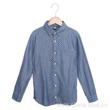 boy's print short sleeves denim shirts